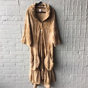 Oh My Gauze Long Tan Coat. Size 2.